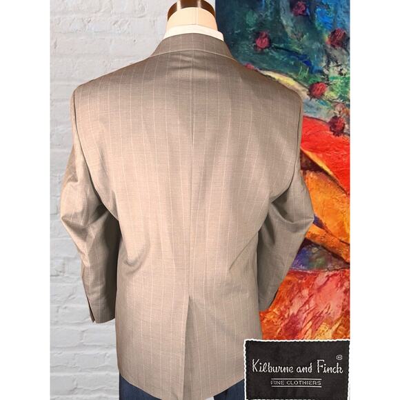 Kilburne and Finch 48R Gray Blue Pinstripe Blazer Casual Sport Coat Jacket - Picture 6 of 15